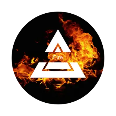 Fire element symbol representing transformation and personal empowerment.