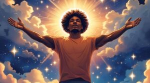Man standing arms outstretched