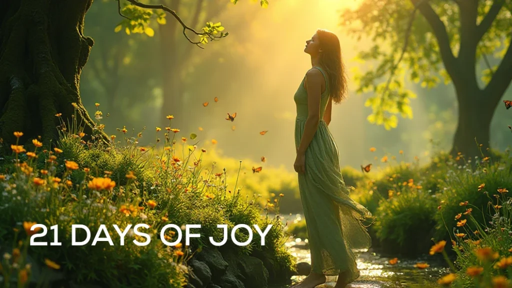 Lady standing barefoot in forest